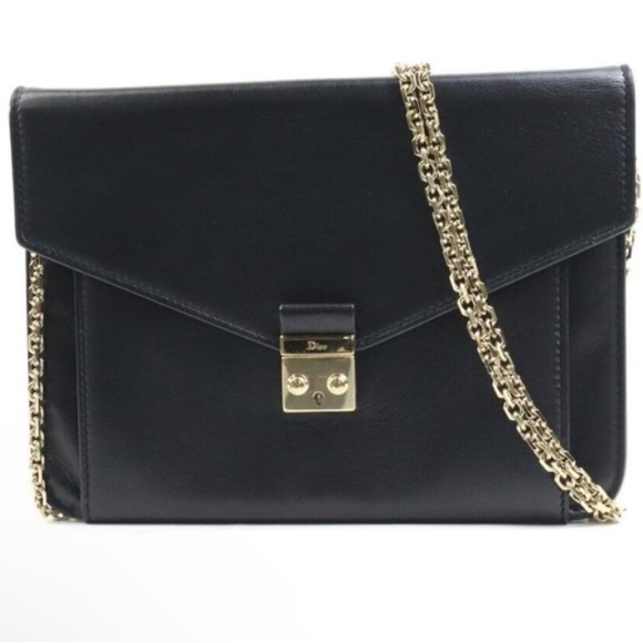 Dior Handbags - Dior black leather crossbody w/Dior gold chain with Dior dust bag